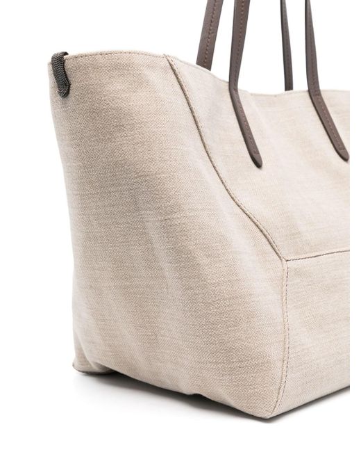 Brunello Cucinelli Natural Tote Bag With Monili Detail