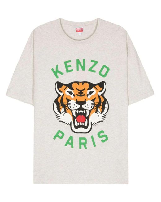 KENZO Gray Lucky Tiger Cotton T-shirt for men