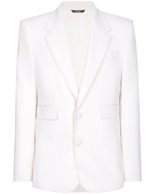 Dolce & Gabbana White Single-Breasted Blazer for men