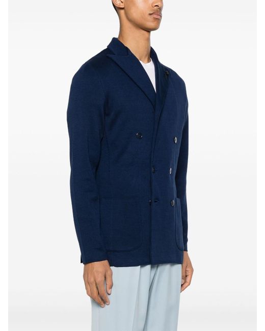 Lardini Blue Double-Breasted Cotton Jacket for men
