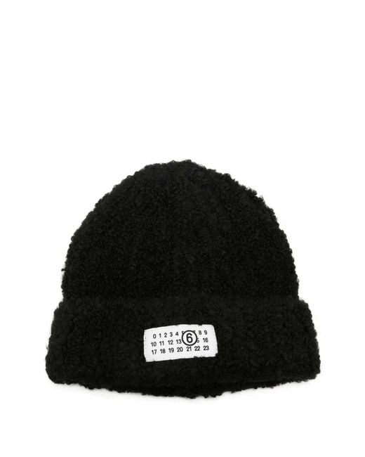 MM6 by Maison Margiela Black Beanie With Appliqué for men