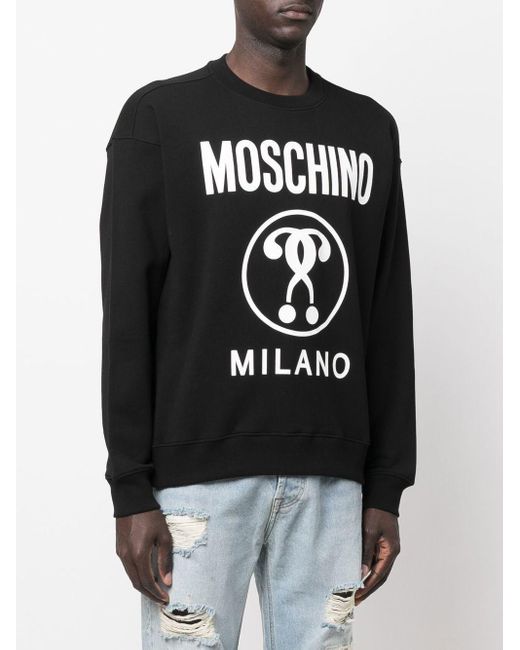 Moschino Black Organic Cotton Sweatshirt With Logo Print for men
