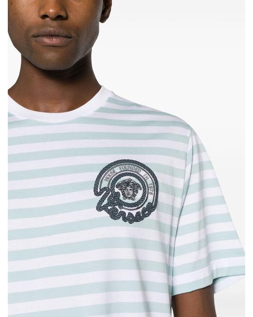 Versace Blue Striped T-Shirt for men