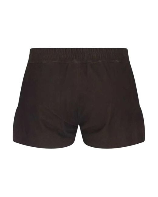 Rick Owens Black Leather Shorts