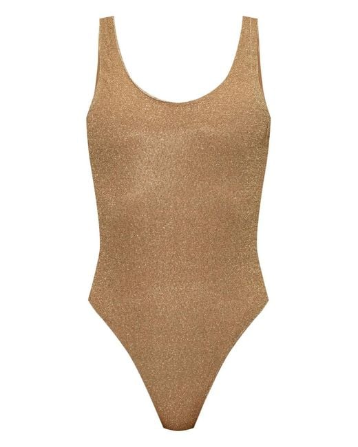 Oseree Brown Lumiere Lurex Sporty Maillot