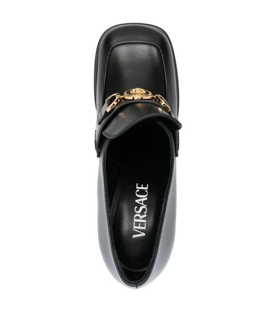Versace Black Medusa Aevitas Leather Platform Loafers