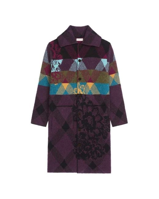 Dries Van Noten Blue Patchwork Wool Cardigan for men