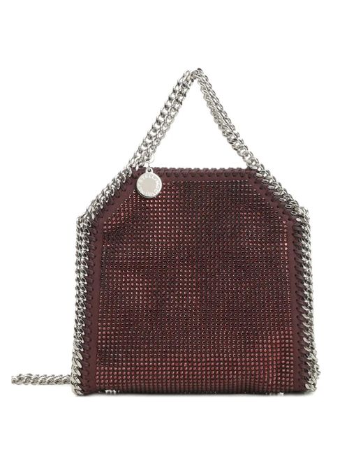 Borsa Falabella Tiny Con Cristalli Hotfix Su Pelle Scamosciata Alter-Donna di Stella McCartney in Brown