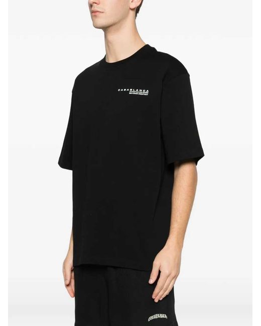 Casablanca Black Patterned Organic Cotton T-Shirt for men