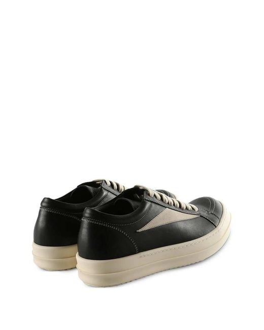Rick Owens Black Low-Top Sneakers With Panels