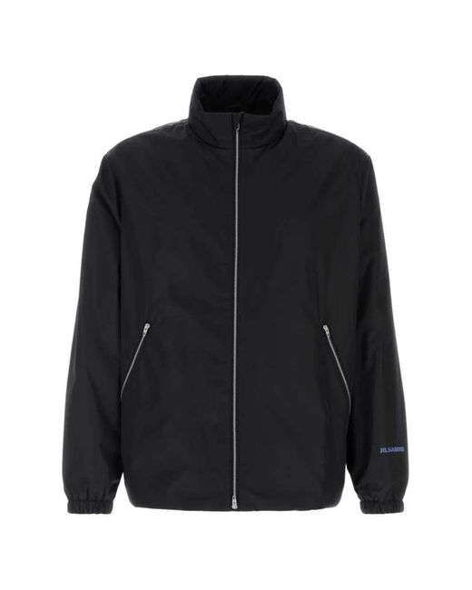 Jil Sander Black Zip-Up Jacket With Logo Print for men