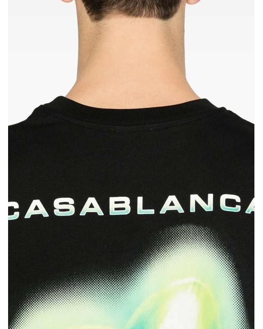 Casablanca Black Patterned Organic Cotton T-Shirt for men