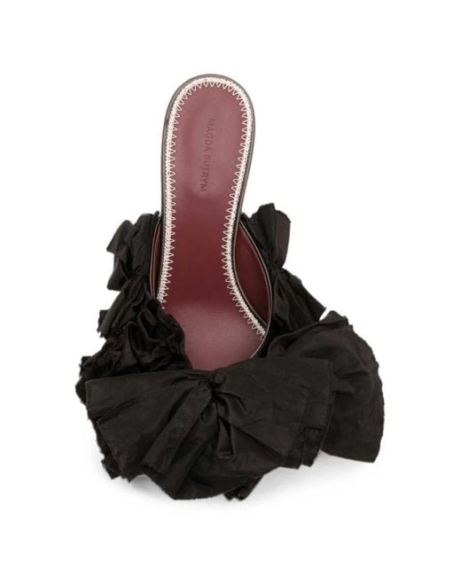 Magda Butrym Black Sandals With Floral Appliqués