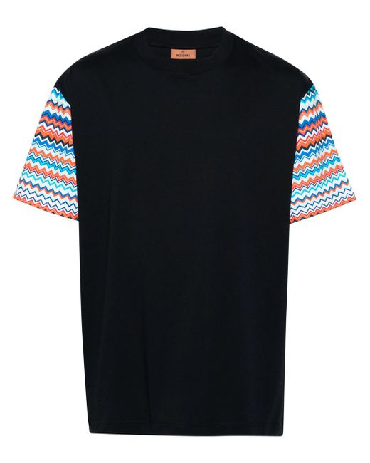 Missoni Black T-Shirt With Zigzag Sleeves for men