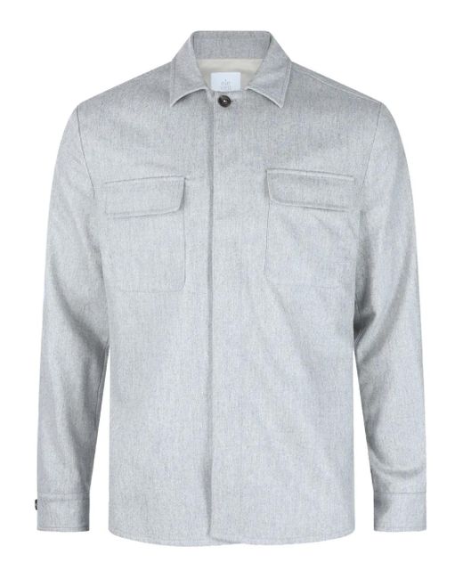 Eleventy Blue Shirt Jacket With Pockets for men