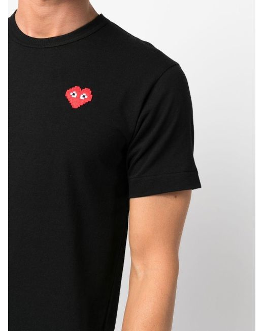 COMME DES GARÇONS PLAY Black Logo-patch Cotton T-shirt for men