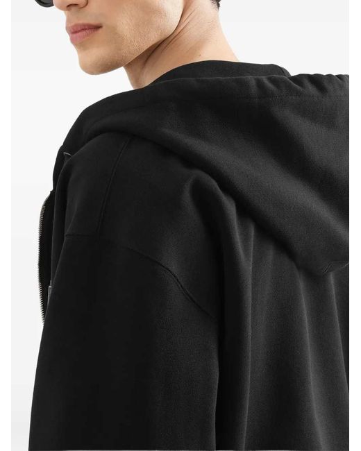 Dolce & Gabbana Black Cotton Hoodie With Logo Plaque for men