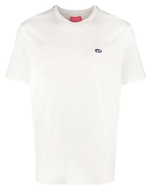 DIESEL White T-Shirt With Embroidery for men