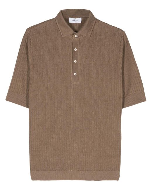 Lardini Brown Ribbed Knit Polo Shirt for men