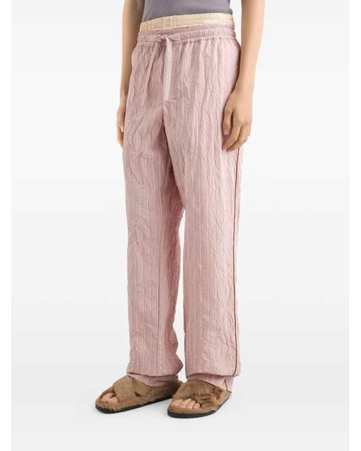 Dolce & Gabbana Pink Crinkled Striped Fabric Vanity Trousers for men