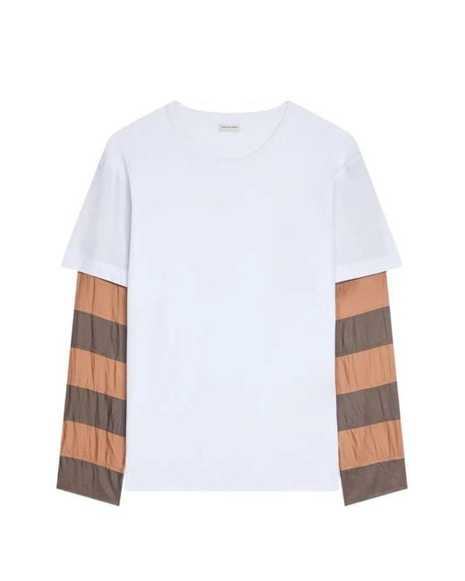 Dries Van Noten White T-Shirt With Contrasting Sleeves for men