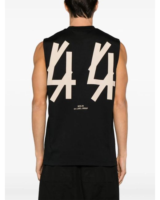 44 Label Group Black Sleeveless T-Shirt With Embroidery for men