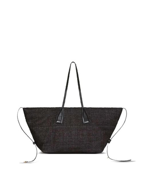 Balmain Black Track Raffia Tote Bag