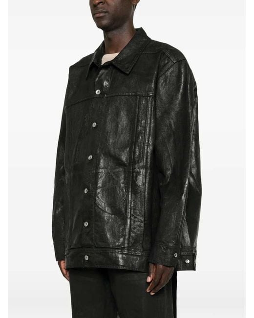 Rick Owens Black Button-Up Denim Jacket for men