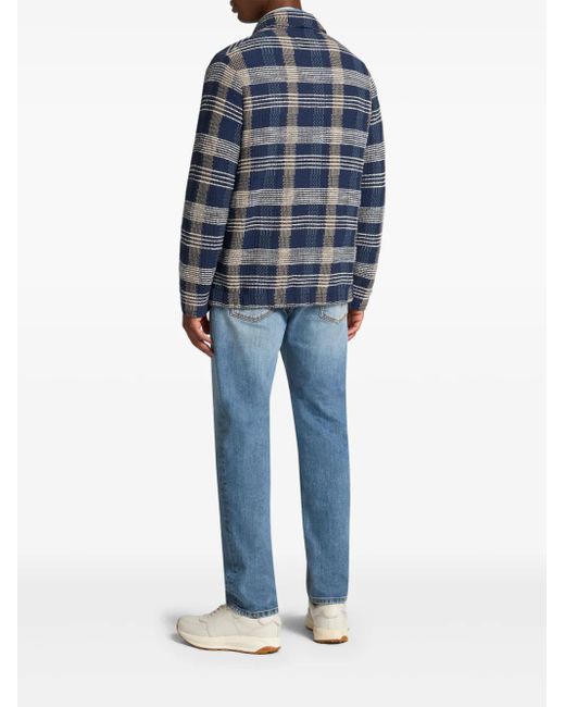 Giacca Da Camicia A Maglia Controllata Da di Etro in Blue da Uomo