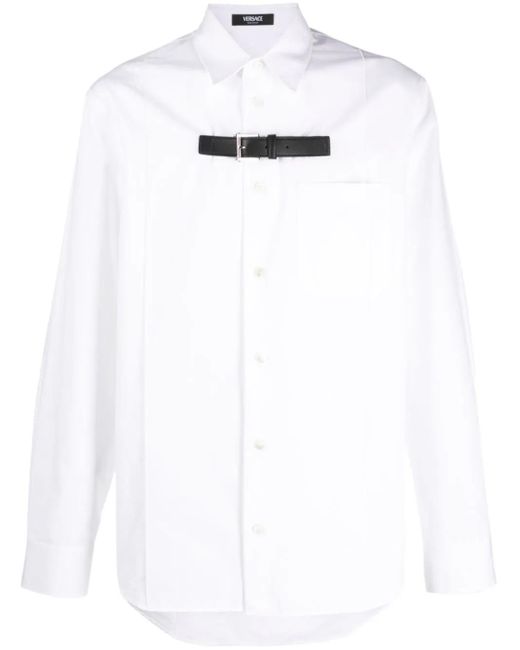 Camicia Con Cinturino In Pelle di Versace in White da Uomo