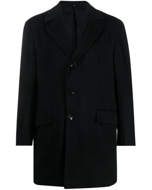 Kiton Black Single-Breasted Cashmere Coat for men