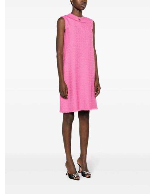 Dolce & Gabbana Pink Short Sleeveless Tweed Dress