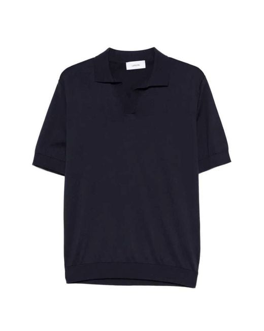 Lardini Blue Open-Neck T-Shirt for men