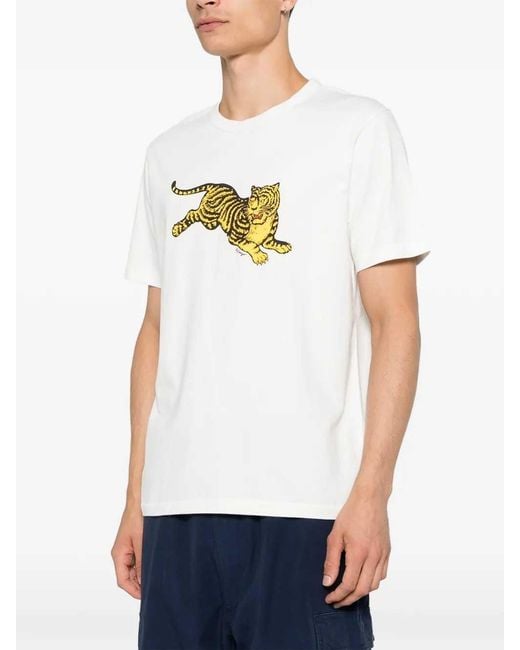 KENZO White Tiger-Print T-Shirt for men