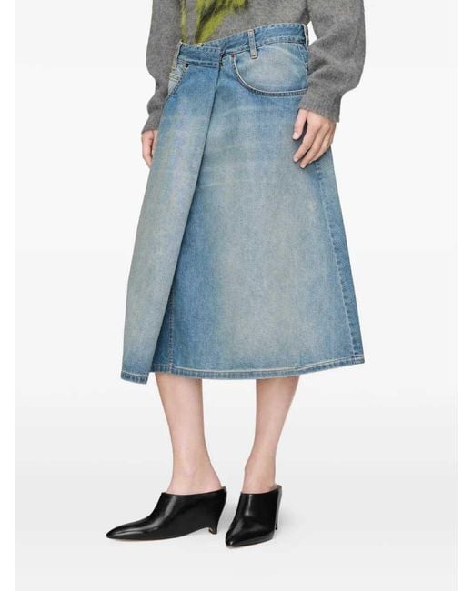 Maison Margiela Blue Wrap-Style Denim Skirt