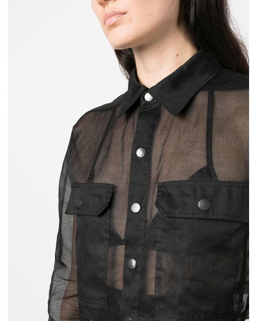 Camicia Crop Semi Trasparente di Rick Owens in Black