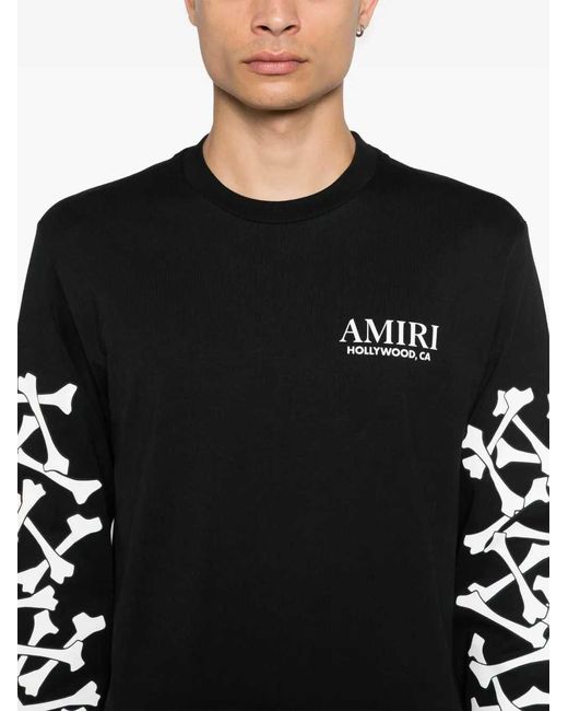 Amiri Black Stacked Bones Long-Sleeve T-Shirt for men