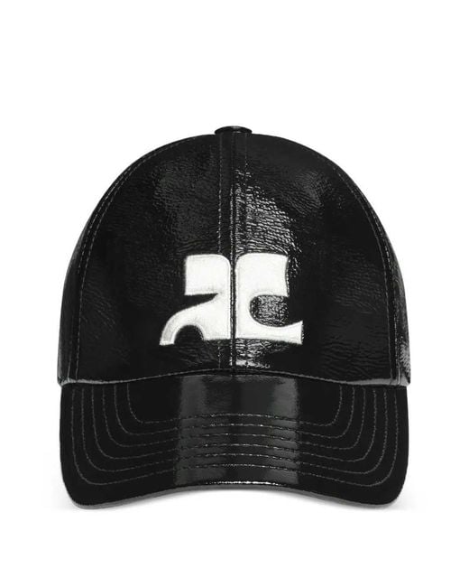 Courreges Black Cap With Vinyl Ac Logo