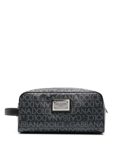 Dolce & Gabbana Black Beauty Case With Printed Logo for men