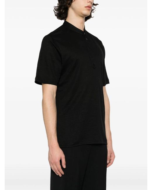 Lardini Black Fine-Knit Slub T-Shirt for men