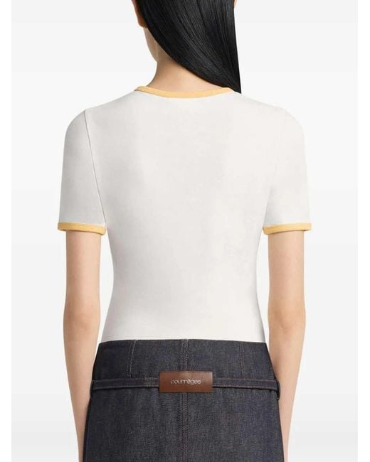 Courreges White T-Shirt With Contrasting Trim
