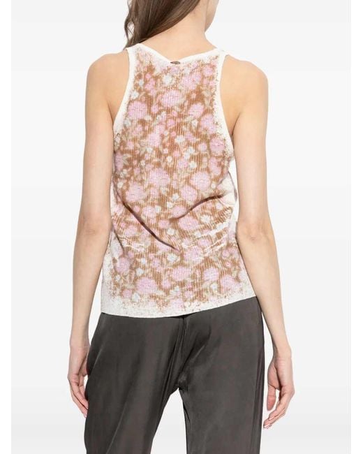 DIESEL Pink Floral V-Neck Top