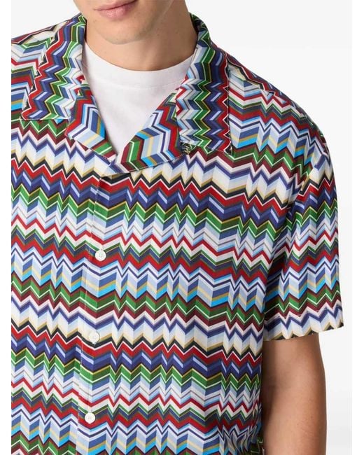 Missoni Blue Zigzag Button-Up Shirt for men