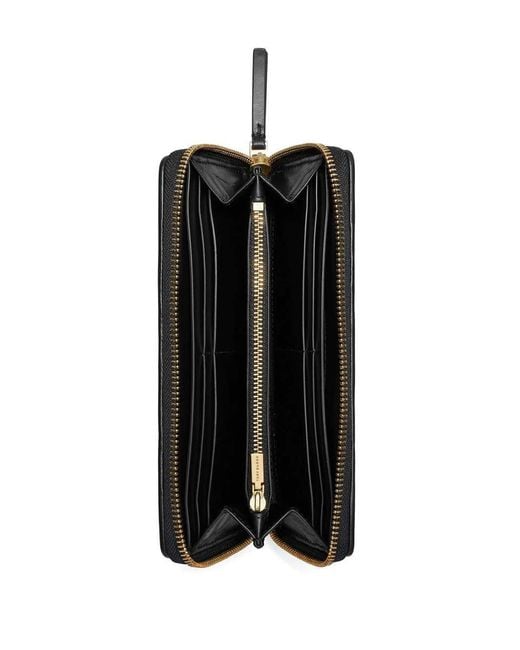 Tory Burch Black Kira Diamond Quilt Zip Continental Wallet, One Size