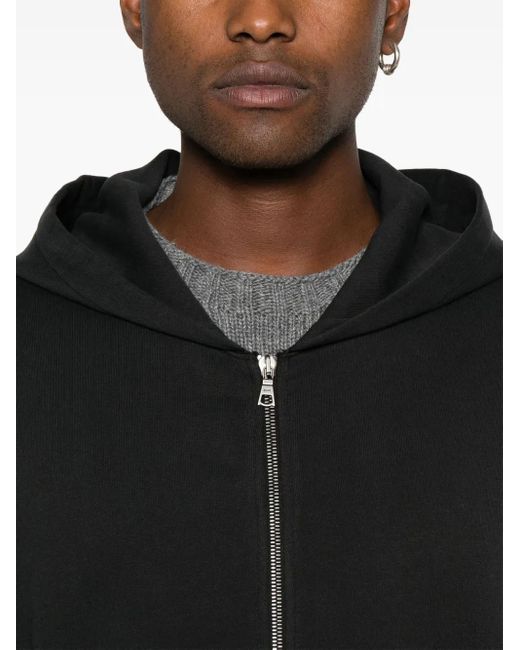 Palm Angels Black Curved Logo Zipped Hoody for men