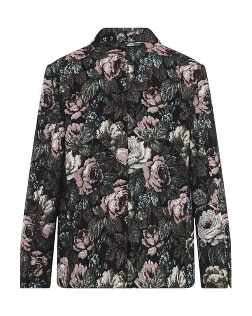 Dries Van Noten Gray Single-Breasted Jacquard Coat