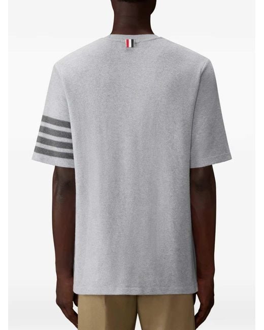 Thom Browne Gray T-Shirt With 4-Stripe Detail for men