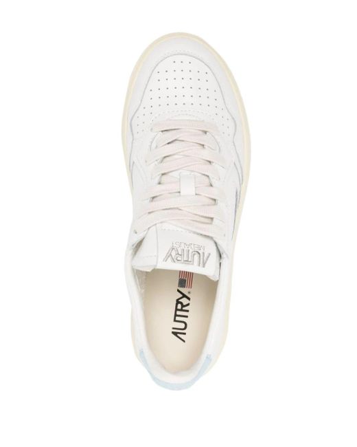 Autry Medalist Low Sneakers In White And Light Blue Leather