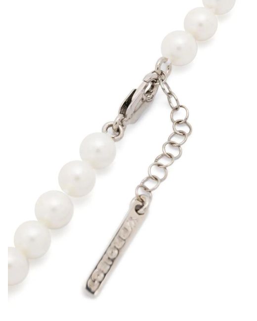 Y. Project White Pearl Necklace With Logo Plaque