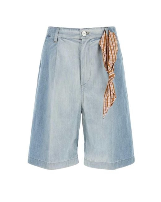 Marni Blue Pleated Bermuda Shorts for men